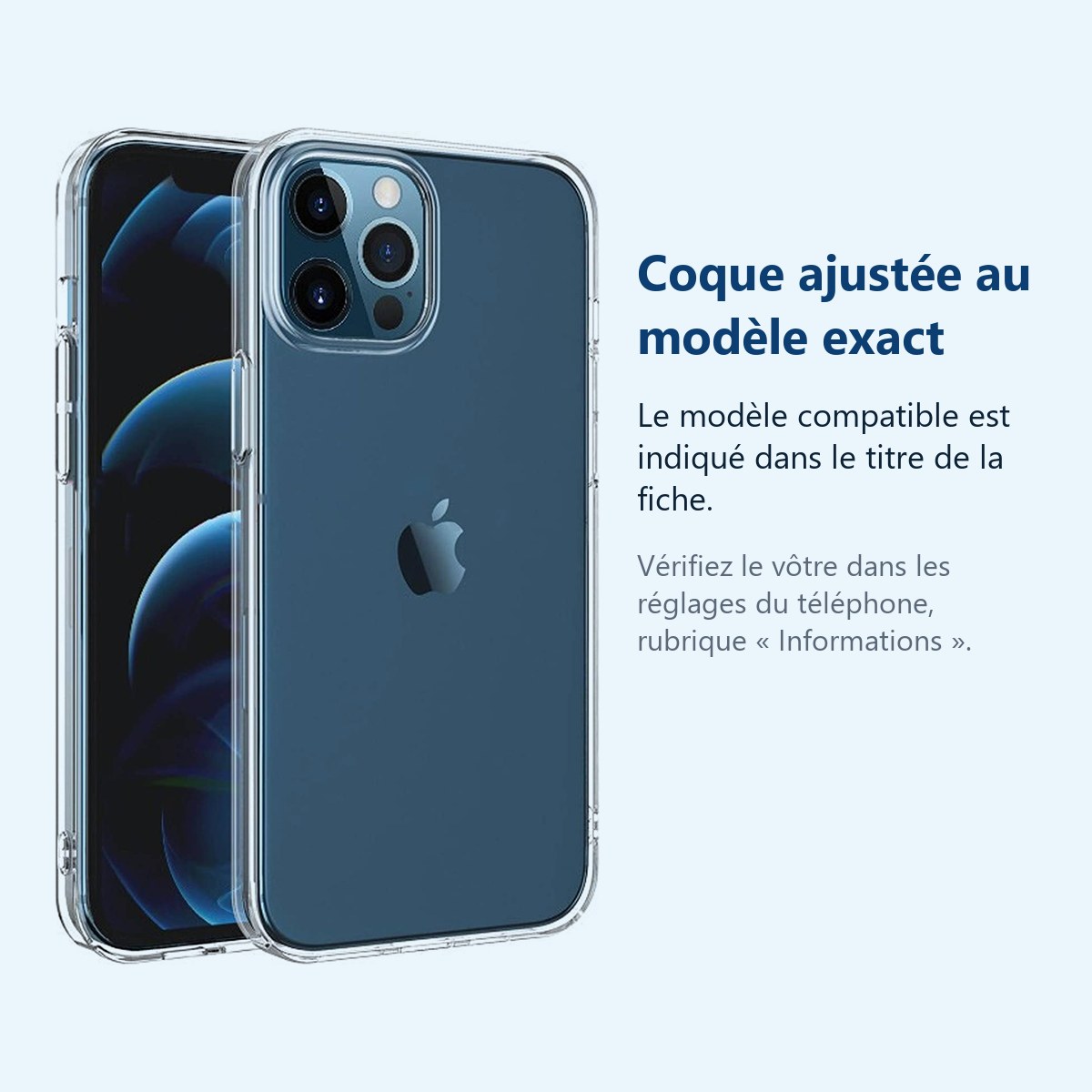 Accessoire ajusté au modèle exact – Coque Silicone Transparent Pour iPhone 12 / iPhone 12 Pro
