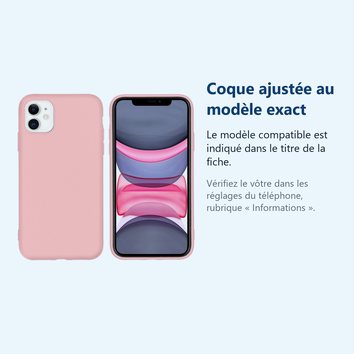 Accessoire ajusté au modèle exact – Coque Silicone Pour iPhone 11 Couleur Rose Haute Protection