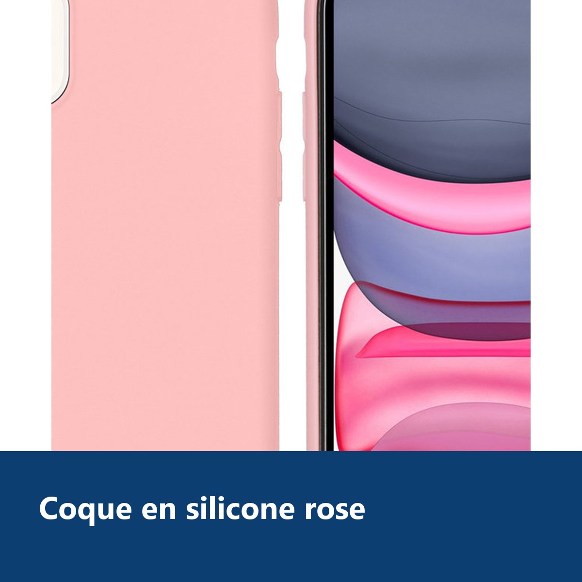 Vue de détail – Coque Silicone Pour iPhone 11 Couleur Rose Haute Protection