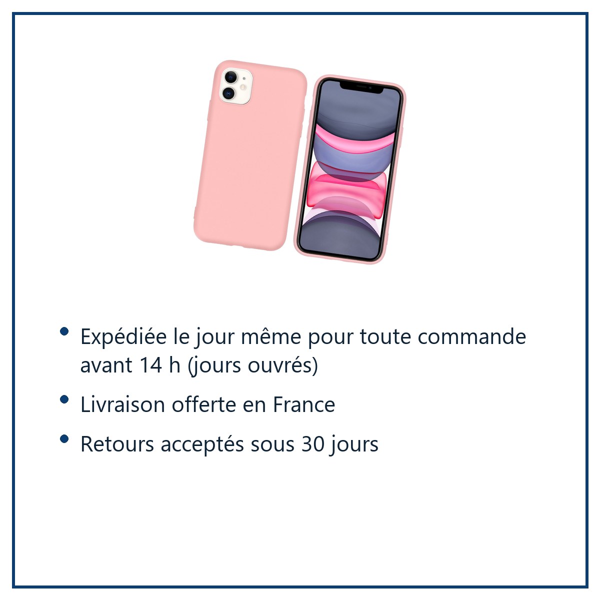 Expédition le jour même, livraison offerte, retours sous 30 jours – Coque Silicone Pour iPhone 11 Couleur Rose Haute Protecti