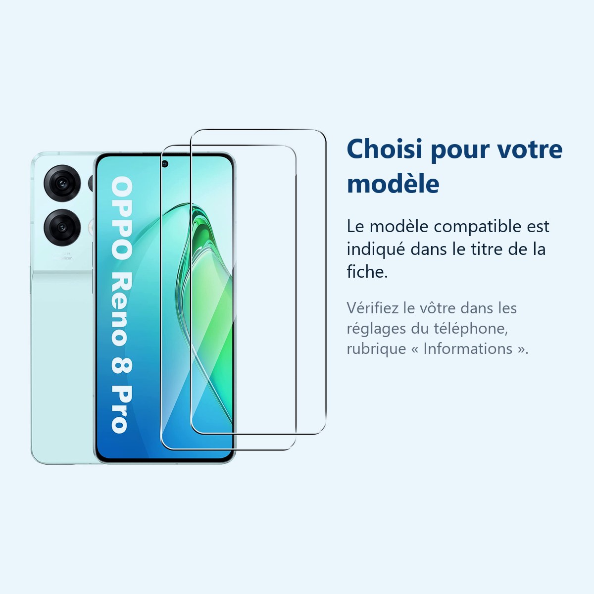 Accessoire ajusté au modèle exact – X2 Verres Trempes Pour Oppo Reno 8 Pro 5G