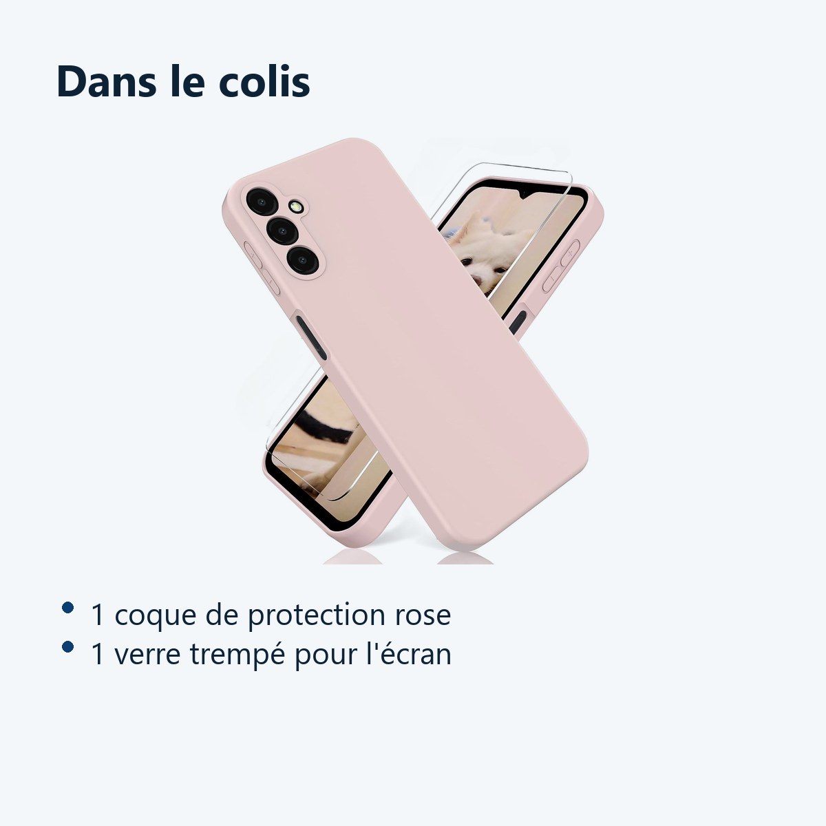 Contenu du colis – Coque Rose pour Samsung Galaxy A34 5G (6,6 pouces) et Verre Trempé Film Protection Ecran