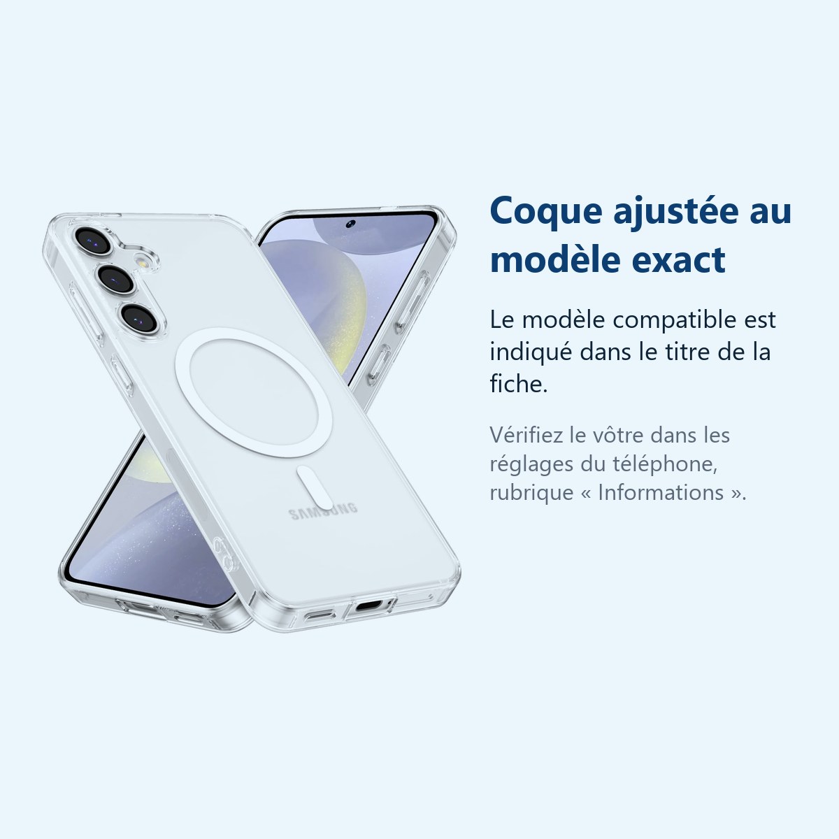 Accessoire ajusté au modèle exact – Coque Silicone Transparente Compatible Magsafe Pour Samsung Galaxy S26 Plus