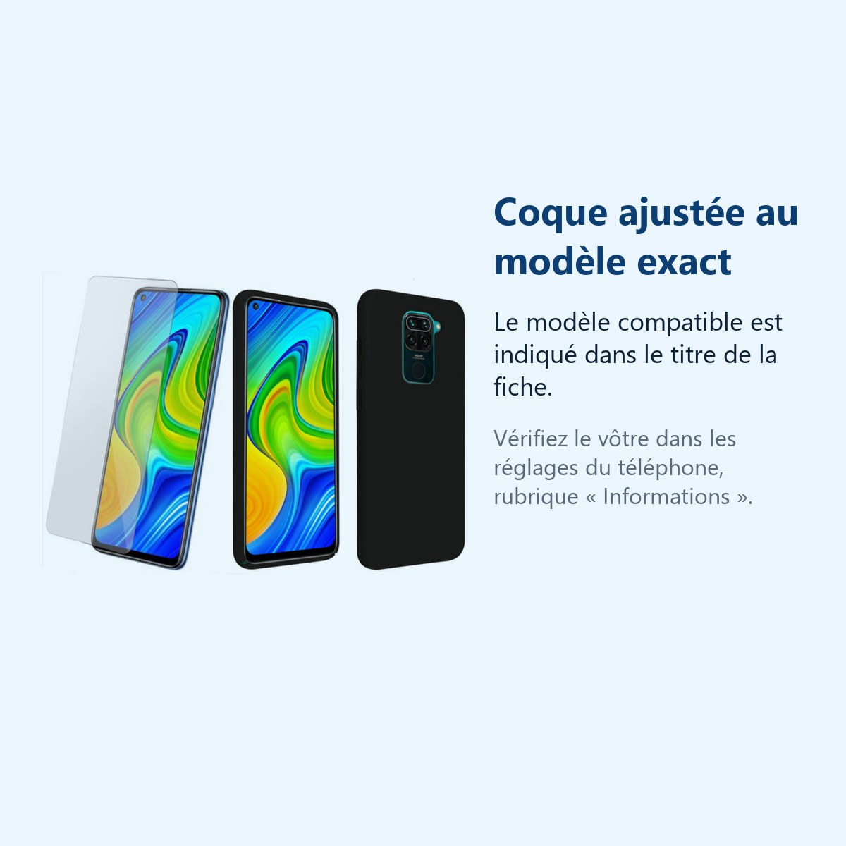 Accessoire ajusté au modèle exact – Coque Silicone Couleur Noir + Verre Trempe Pour Xiaomi Redmi Note 9S / Redmi Note 9 Pro