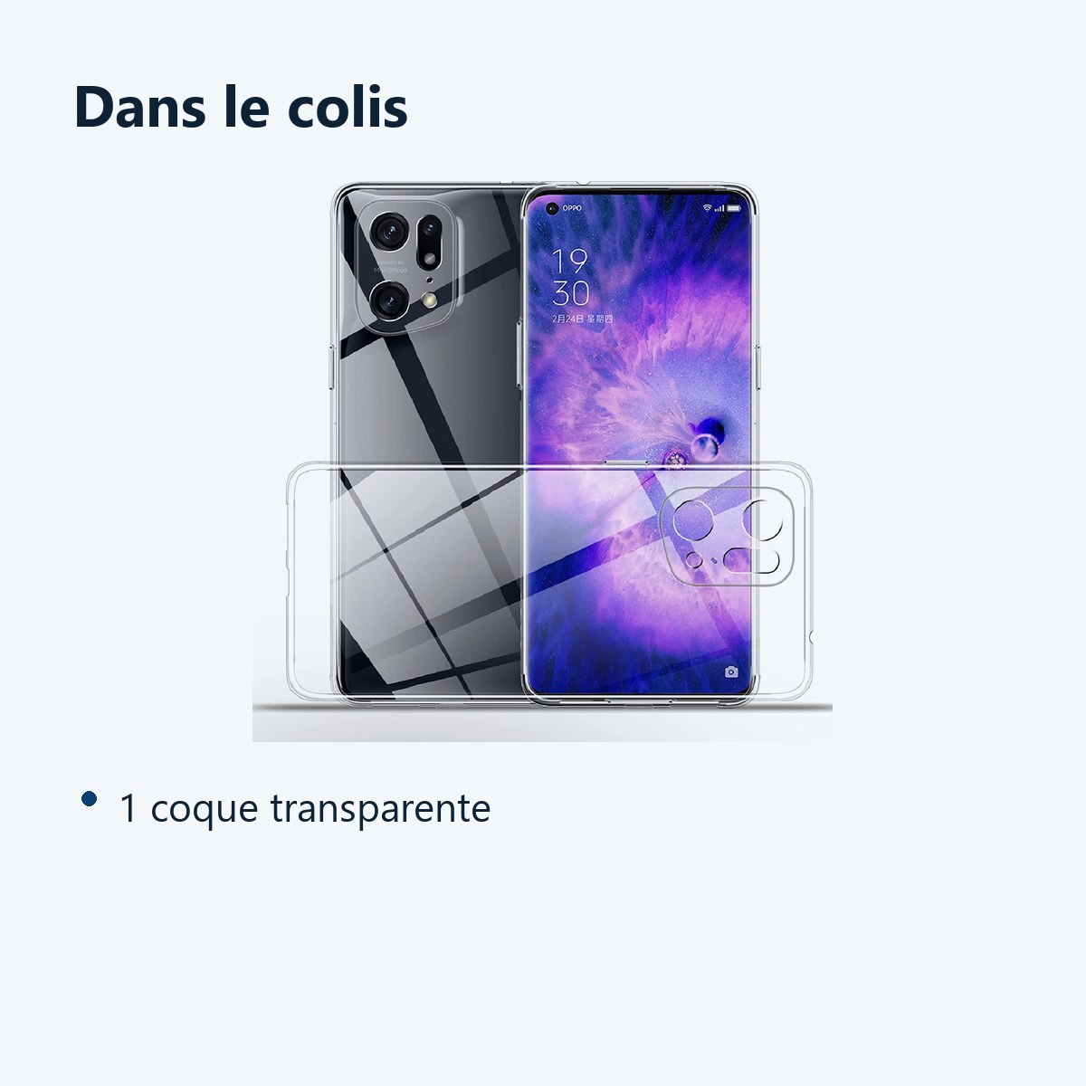 Contenu du colis – Coque Silicone Transparente Pour Oppo Find X5