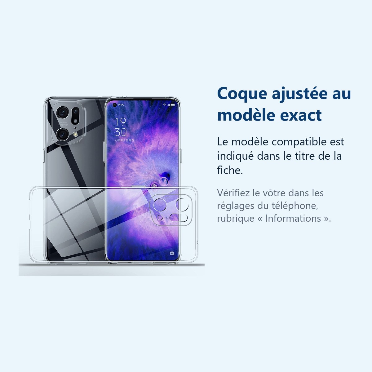 Accessoire ajusté au modèle exact – Coque Silicone Transparente Pour Oppo Find X5
