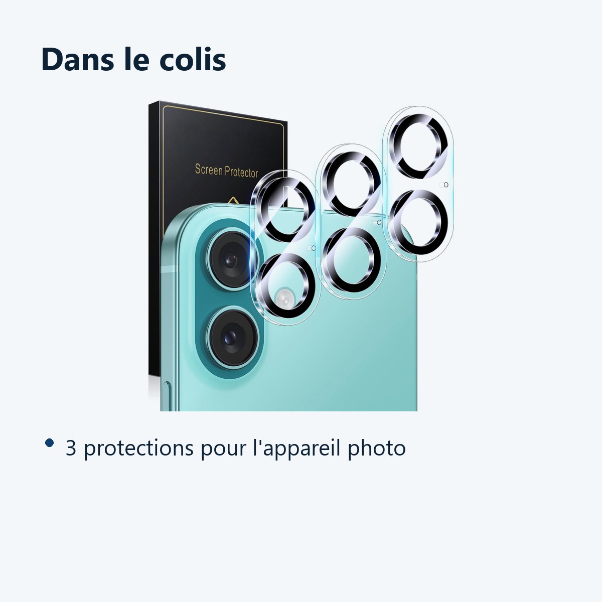 Contenu du colis – Verres Protection Camera Arriere X3 Pour iPhone 16