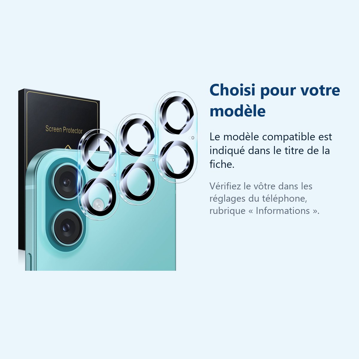 Accessoire ajusté au modèle exact – Verres Protection Camera Arriere X3 Pour iPhone 16