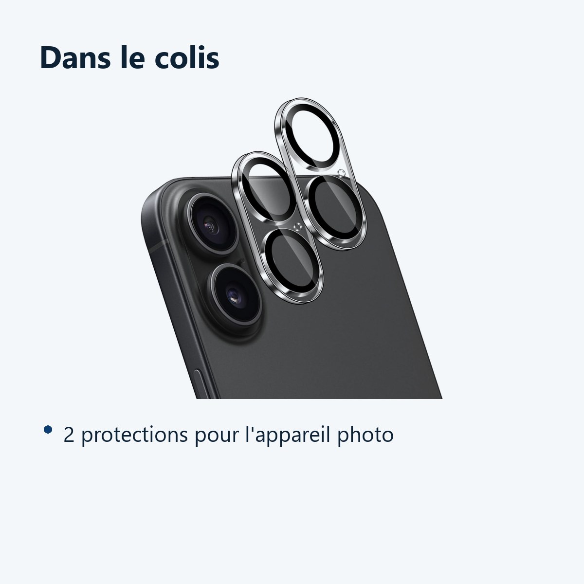 Contenu du colis – Verres Protection Camera Arriere X2 Pour iPhone 16 Plus