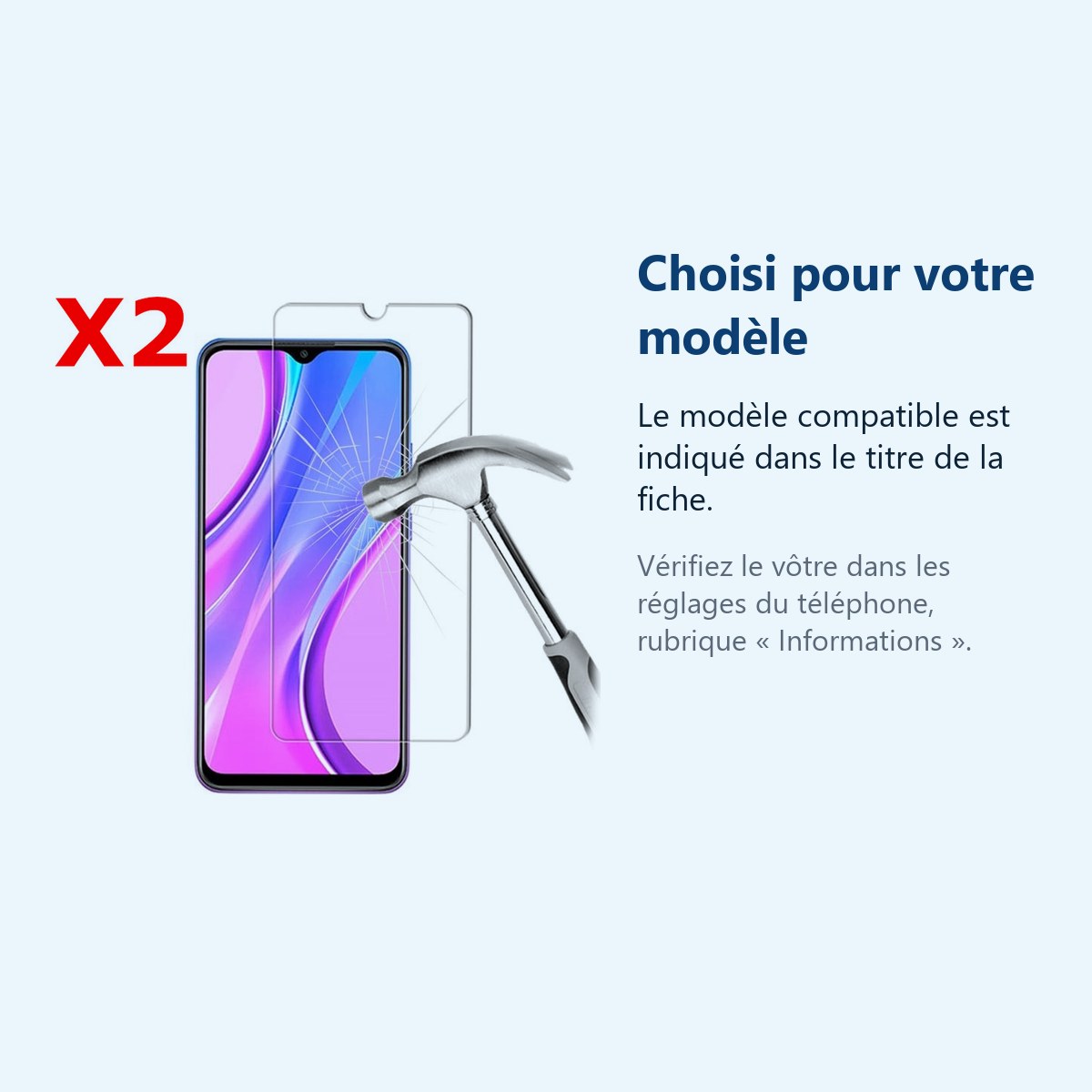 Accessoire ajusté au modèle exact – Pack X2 Vitres Protection Ecran Pour XIAOMI REDMI 9 / 9A / 9C