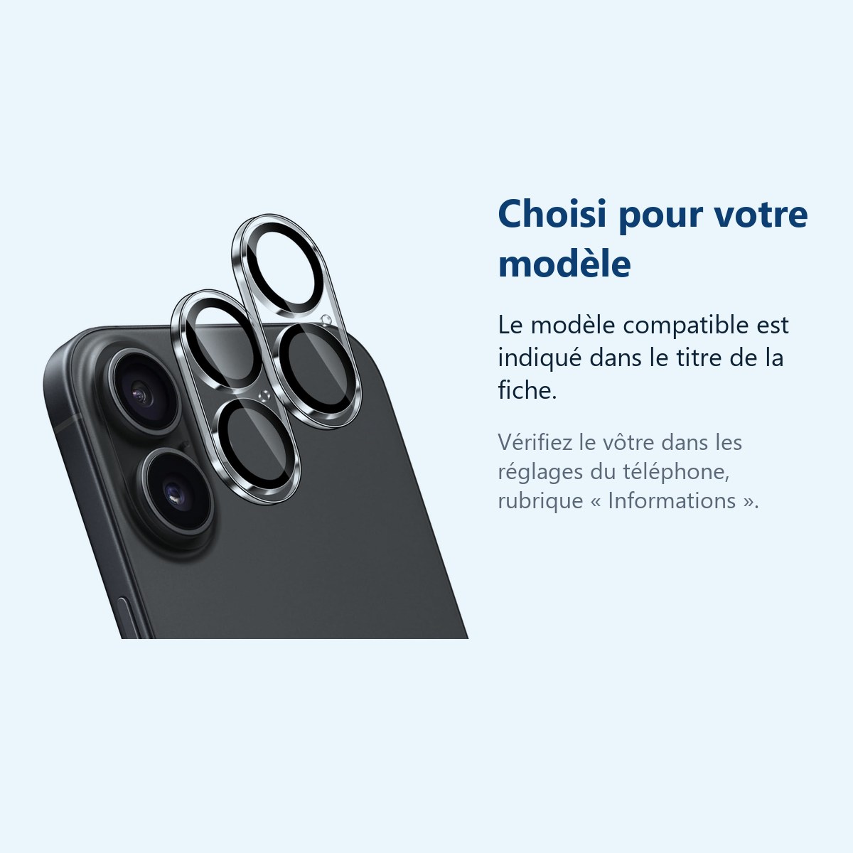 Accessoire ajusté au modèle exact – Verres Protection Camera Arriere X2 Pour iPhone 16 Plus