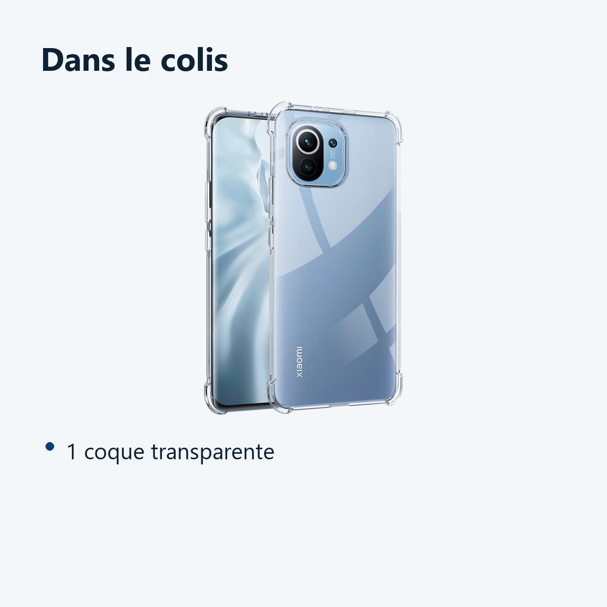 Contenu du colis – Coque Silicone Transparente Angles Renforces Pour Xiaomi Mi 11i