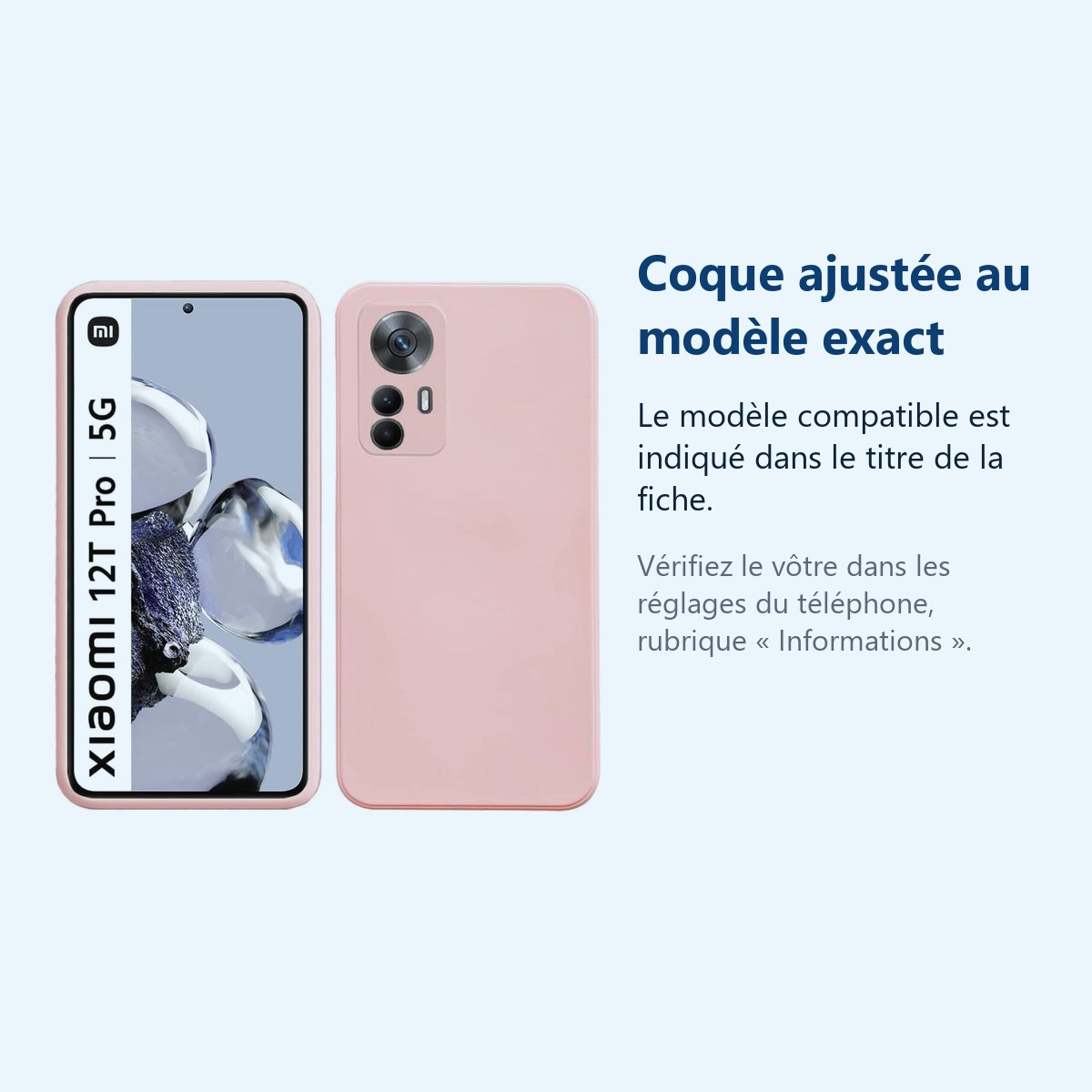 Accessoire ajusté au modèle exact – Coque Silicone Couleur Rose Pour Xiaomi 12T Pro 5G