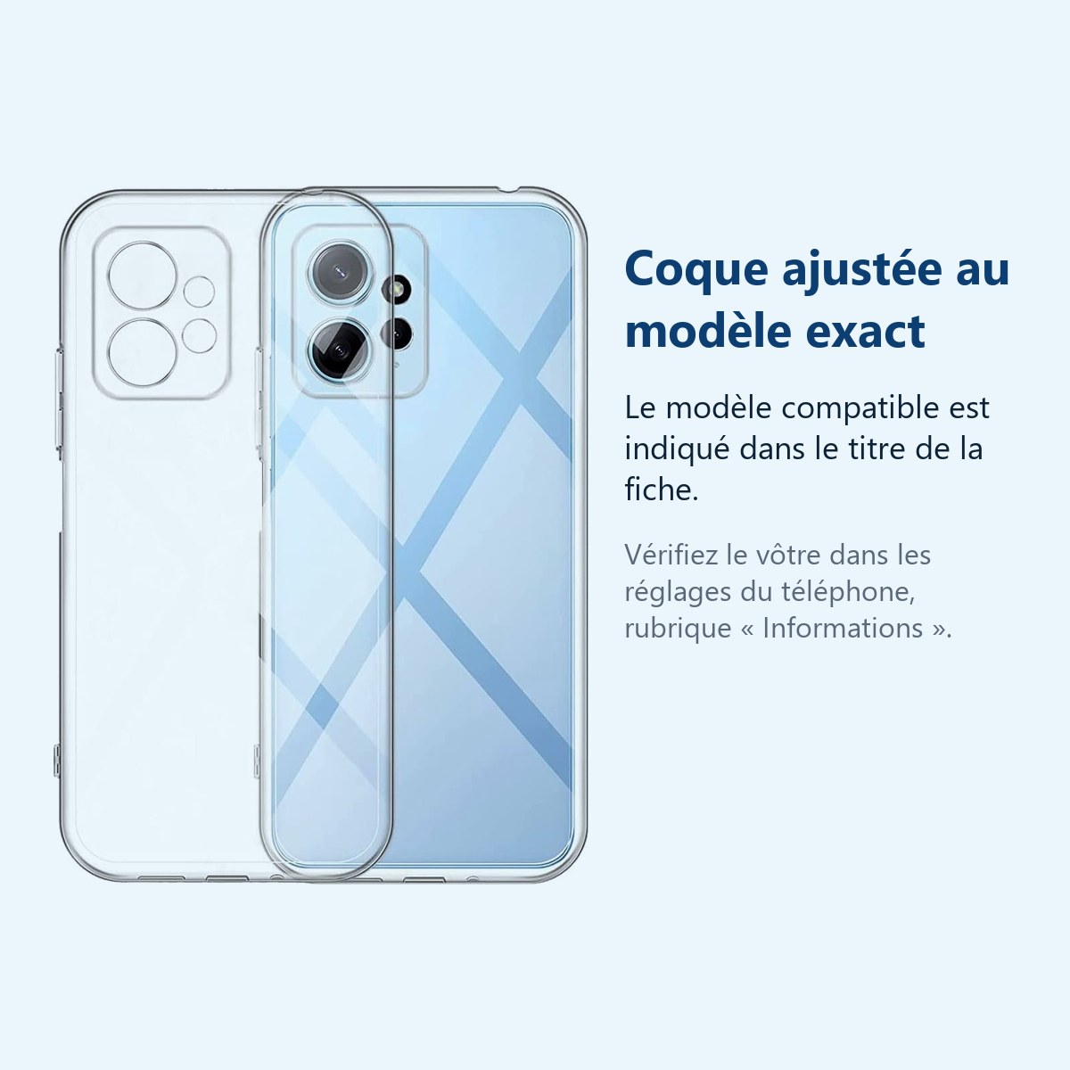Accessoire ajusté au modèle exact – Coque Silicone Transparente Pour Xiaomi Redmi Note 12 4G