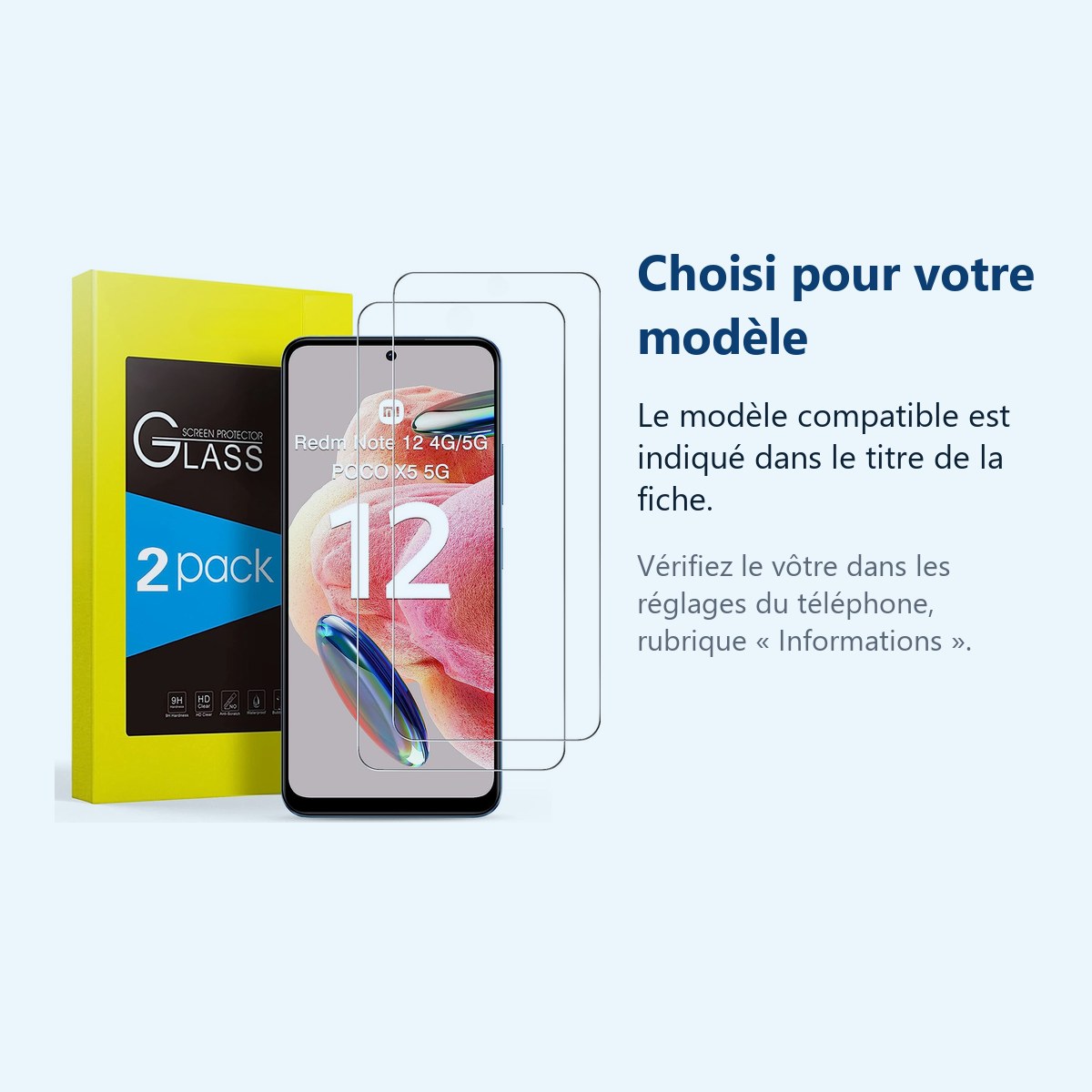 Accessoire ajusté au modèle exact – Verres Trempes X2 Pour Xiaomi Redmi Note 12 4G