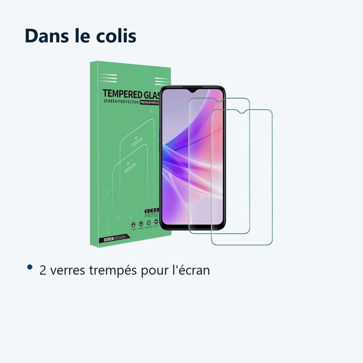Contenu du colis – X2 Verres Trempes Pour Oppo A77 5G / A57 5G