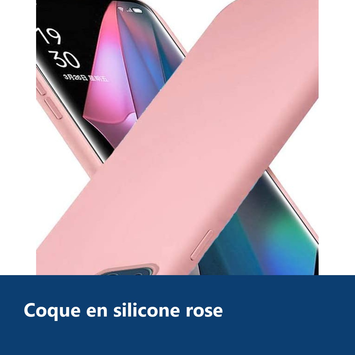 Vue de détail – Coque Silicone Rose Pour Oppo Find X3 Pro