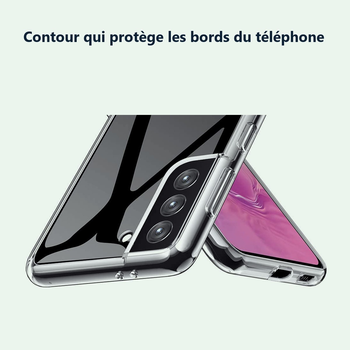 Contour qui protège les bords – Coque Silicone Transparente Pour Samsung Galaxy S21 Plus 5G