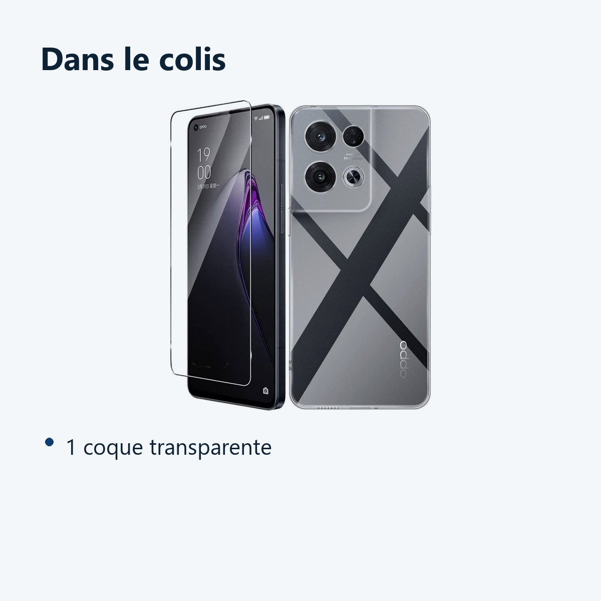 Contenu du colis – Coque Silicone Transparente + Vitre Protection Ecran Pour Oppo Reno 8 Pro 5G