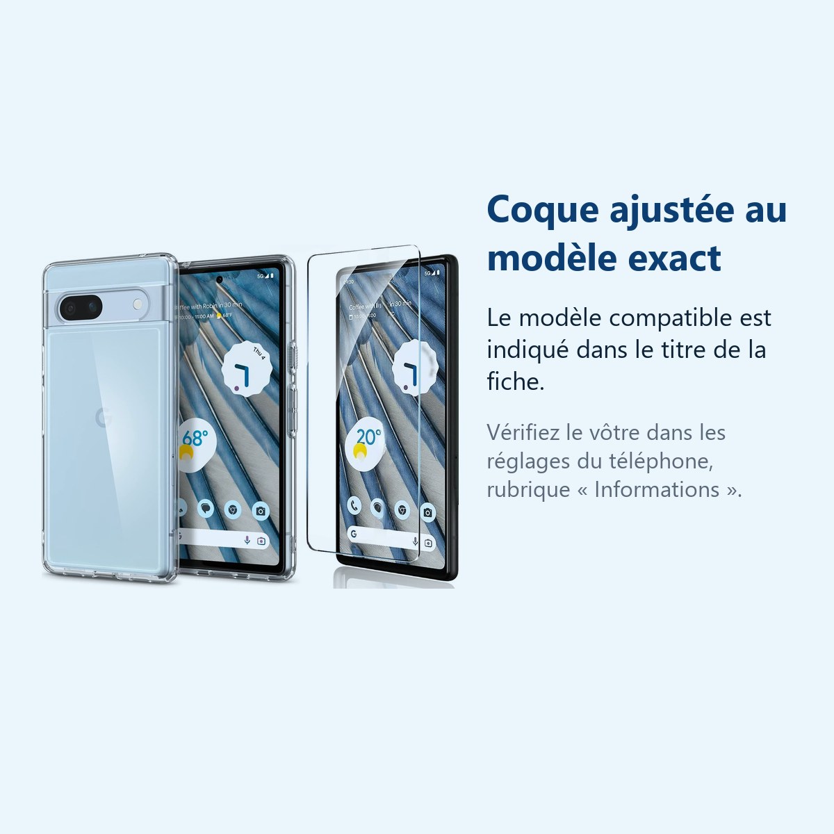 Accessoire ajusté au modèle exact – Coque Silicone Transparente + Verre Trempe Pour Google Pixel 7a
