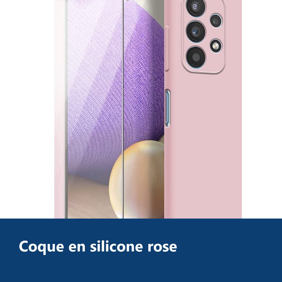 Vue de détail – Coque Silicone Rose + Verre Trempe Pour Samsung A33 5G