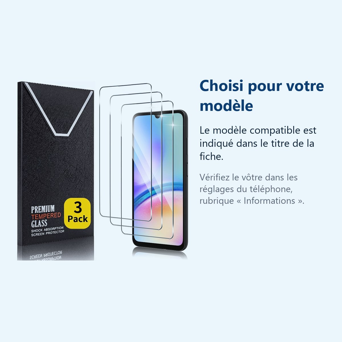 Accessoire ajusté au modèle exact – Verres Trempes X3 Pour Samsung Galaxy A05S