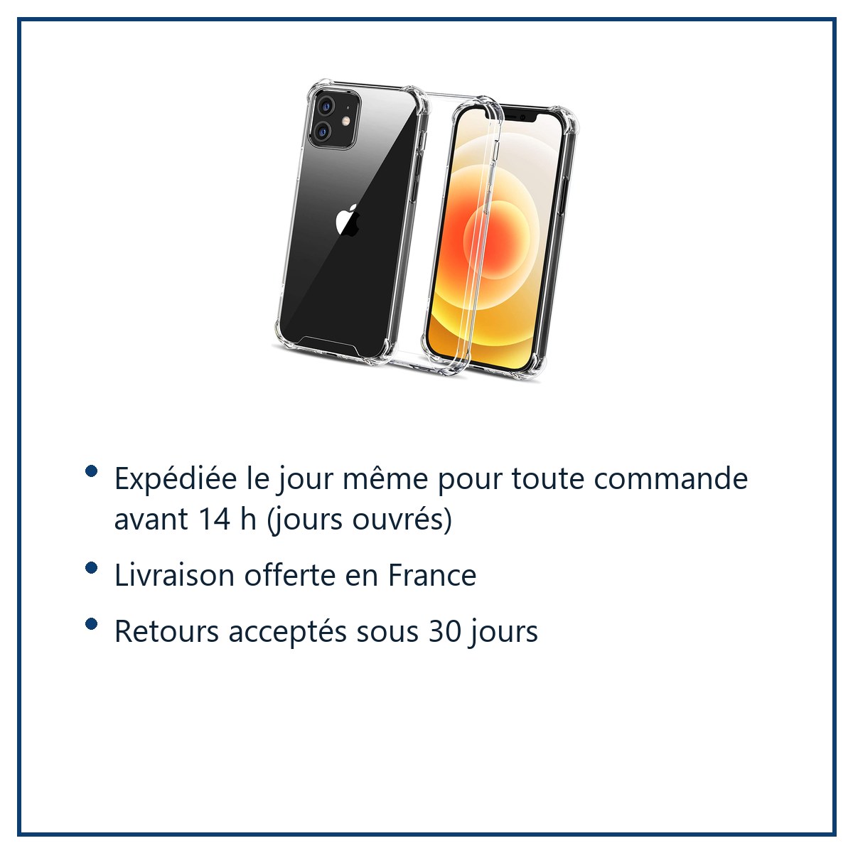 Expédition le jour même, livraison offerte, retours sous 30 jours – Coque Silicone Angles Renforces Pour Apple iPhone 12
