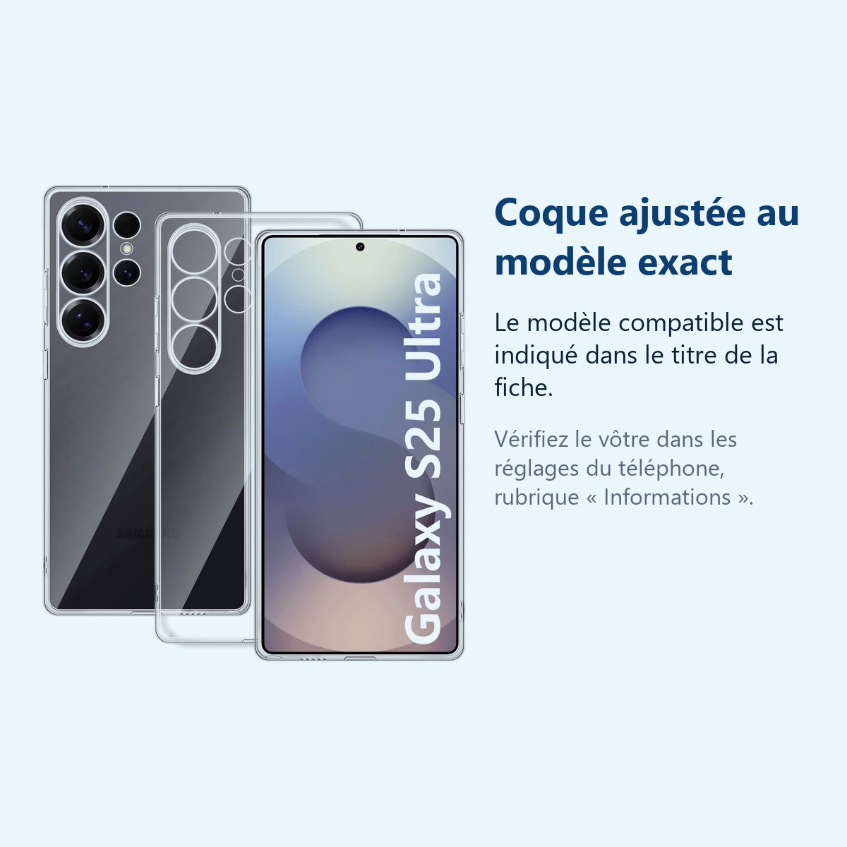 Accessoire ajusté au modèle exact – Coque Silicone Transparente Pour Samsung Galaxy S25 Ultra