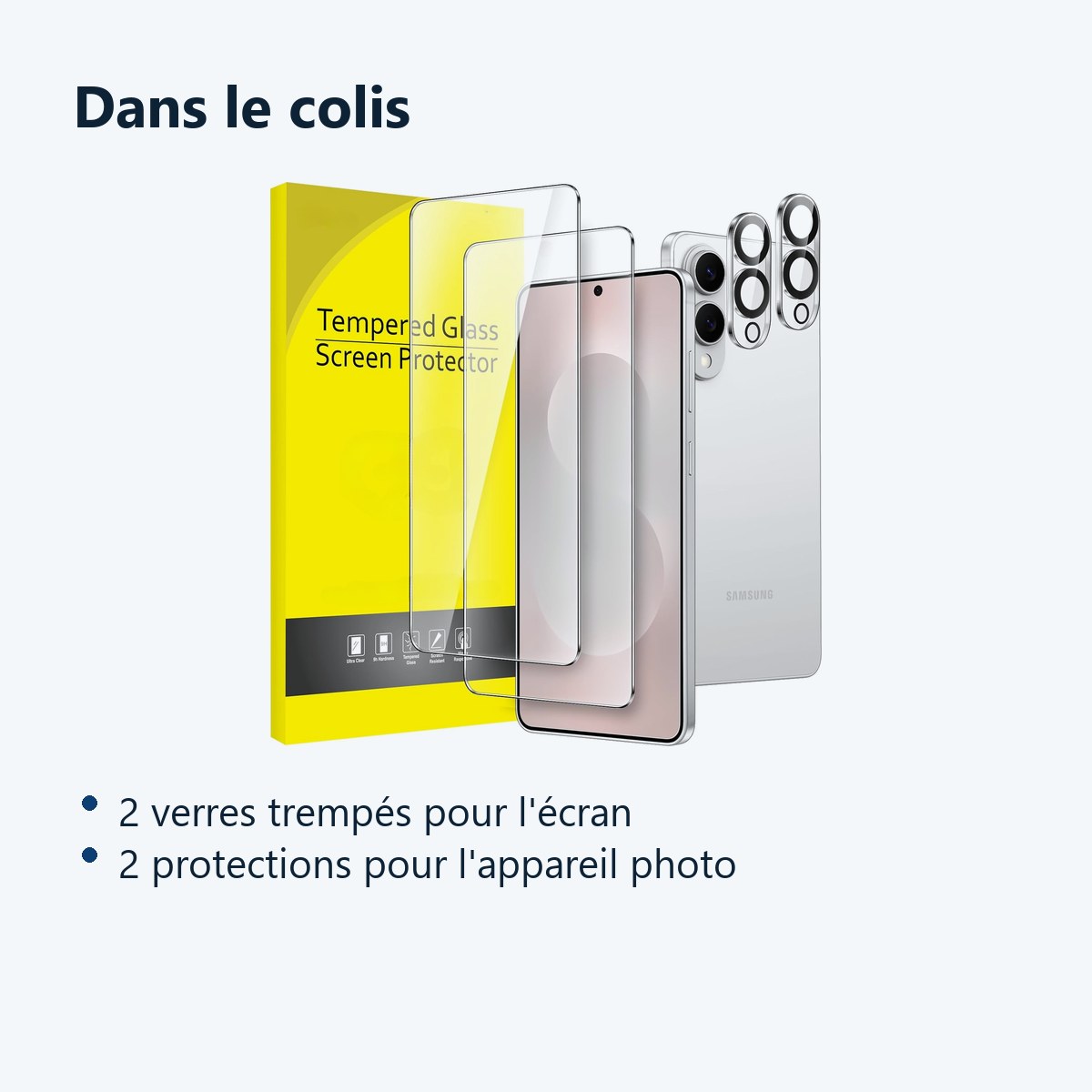 Contenu du colis – Verres Trempes et Protections Camera Arriere X2 Pour Samsung Galaxy S25 Edge