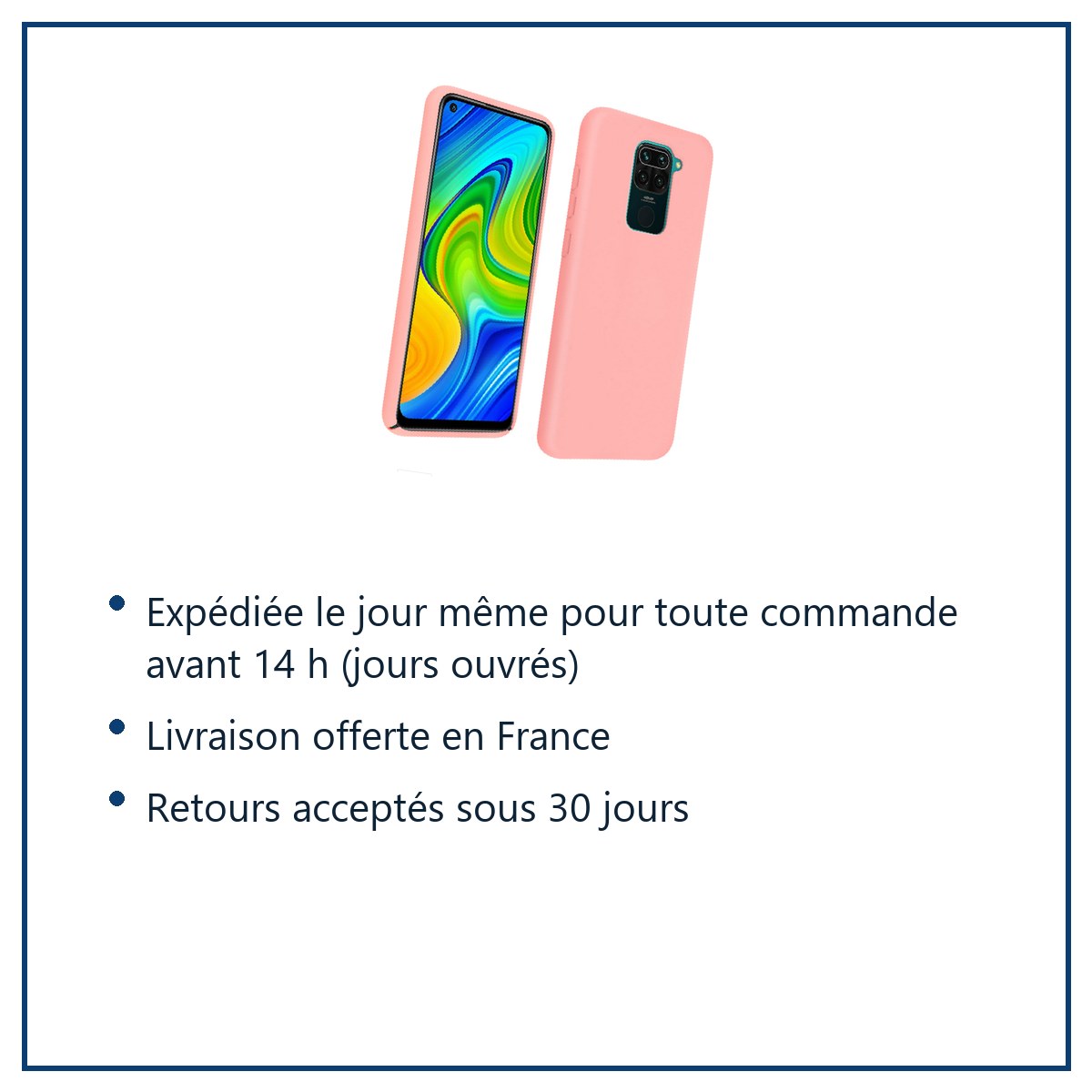 Expédition le jour même, livraison offerte, retours sous 30 jours – Coque Silicone Couleur Rose Pour Xiaomi Redmi Note 9