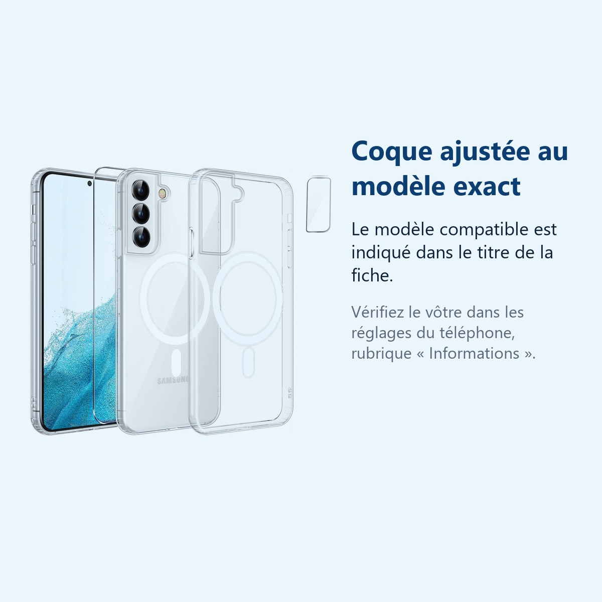 Accessoire ajusté au modèle exact – Coque Silicone Transparente Compatible Magsafe + Verre Trempes et Protection Camera Arrie