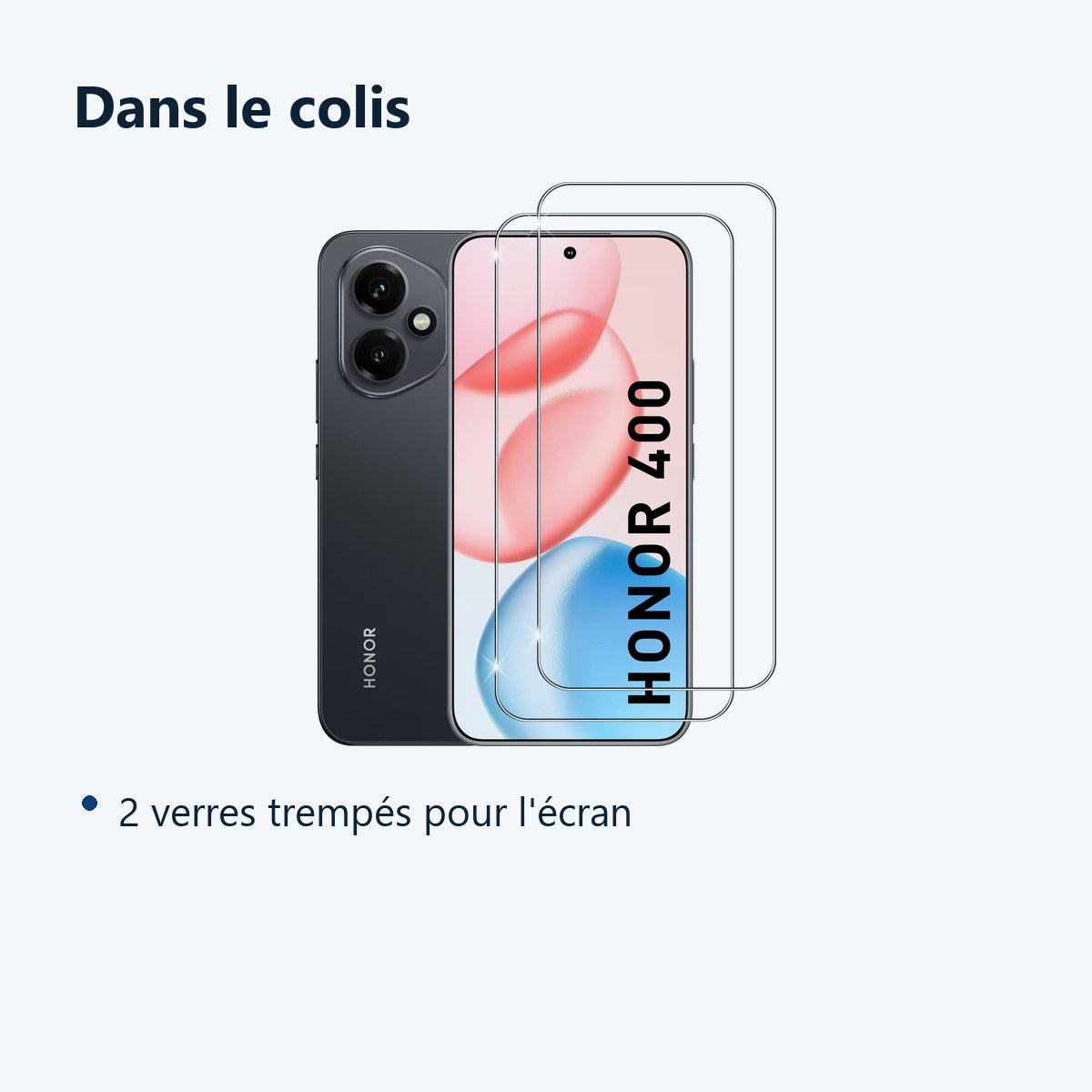 Contenu du colis – Verres Trempes X2 Pour Honor 400 5G
