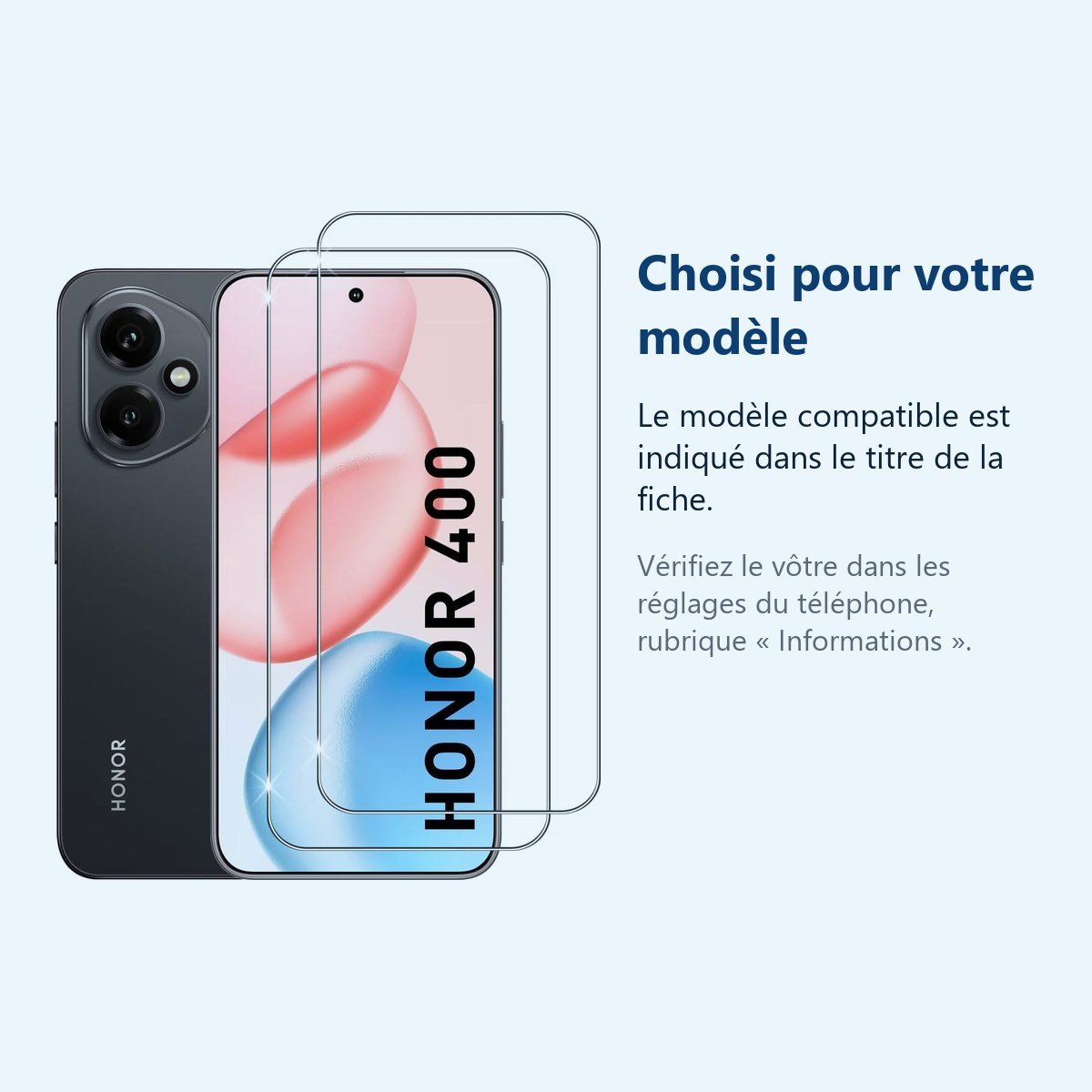 Accessoire ajusté au modèle exact – Verres Trempes X2 Pour Honor 400 5G