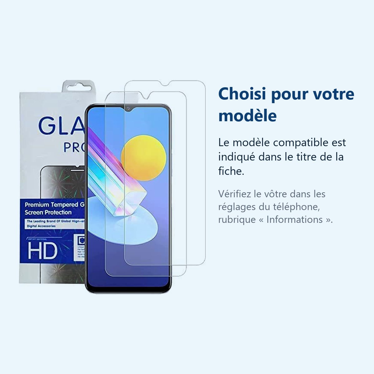 Accessoire ajusté au modèle exact – Verres Trempes X2 Pour Vivo Y21s Y21 Y33s