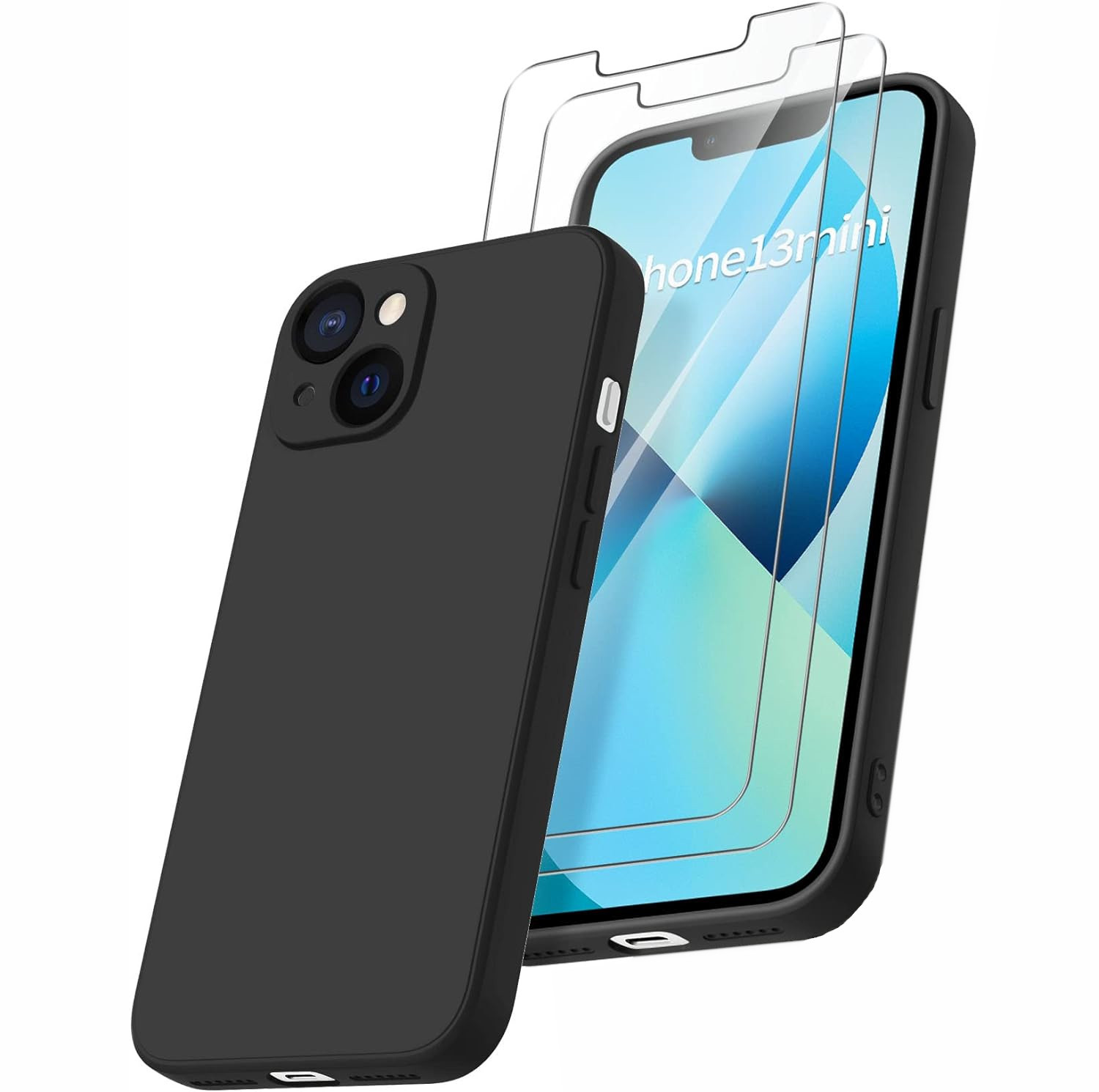 case-silicone-noir-verre-trempe-x2-iphone-13-mini-little-boutik