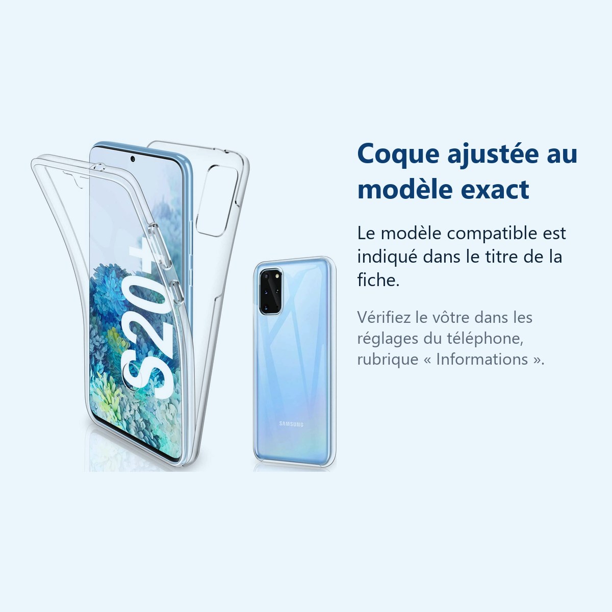 Accessoire ajusté au modèle exact – Coque Silicone 360 pour Samsung S20 Plus Etui de Protection integrale