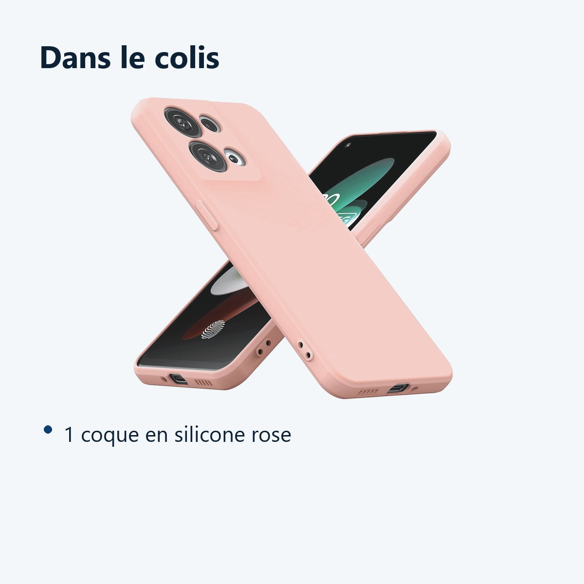 Contenu du colis – Coque Silicone Couleur Rose Pour Oppo Reno 8 5G