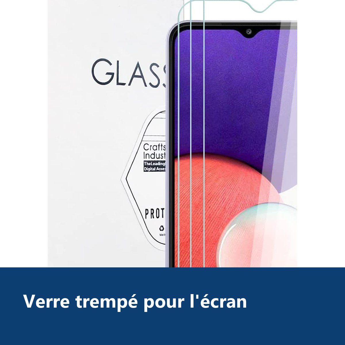 Vue de détail – Verres Trempes X3 Pour Samsung A22 5G