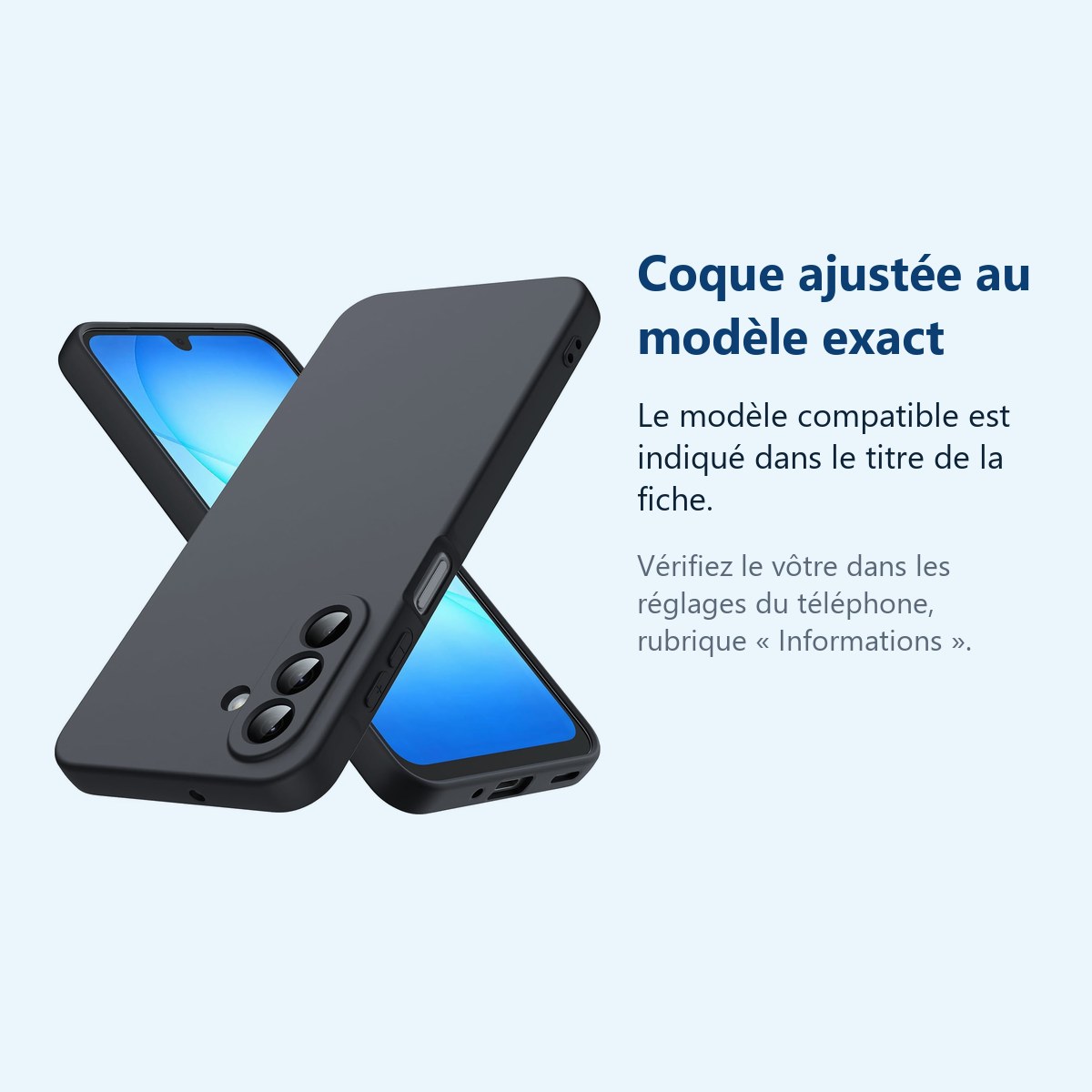 Accessoire ajusté au modèle exact – Coque Silicone Noir pour Samsung Galaxy A17 –