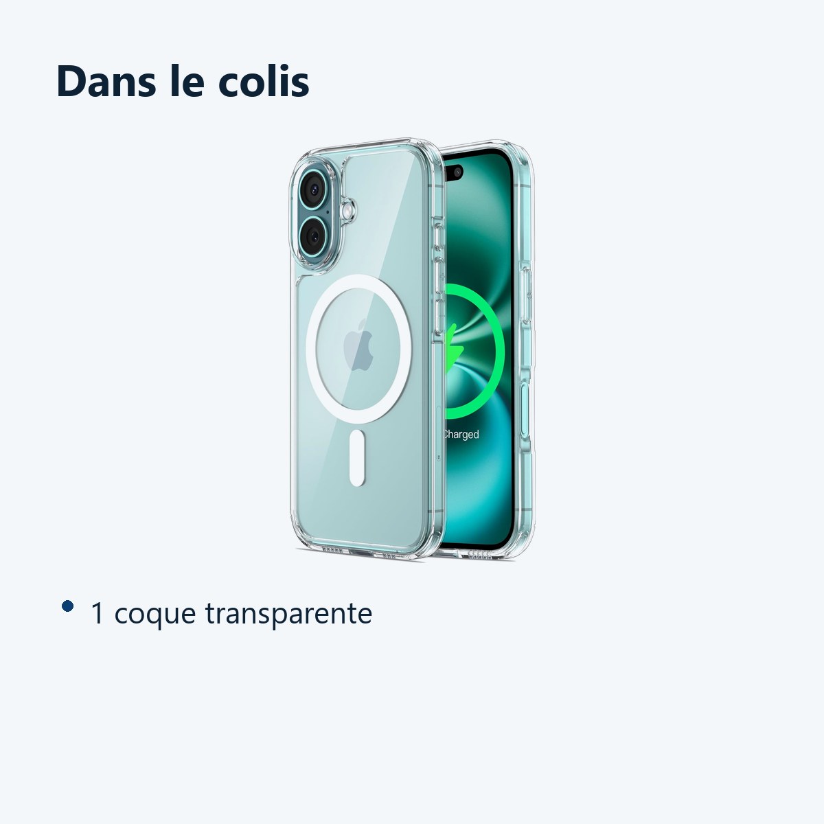 Contenu du colis – Coque Silicone Transparente Compatible Magsafe Pour iPhone 16 Plus