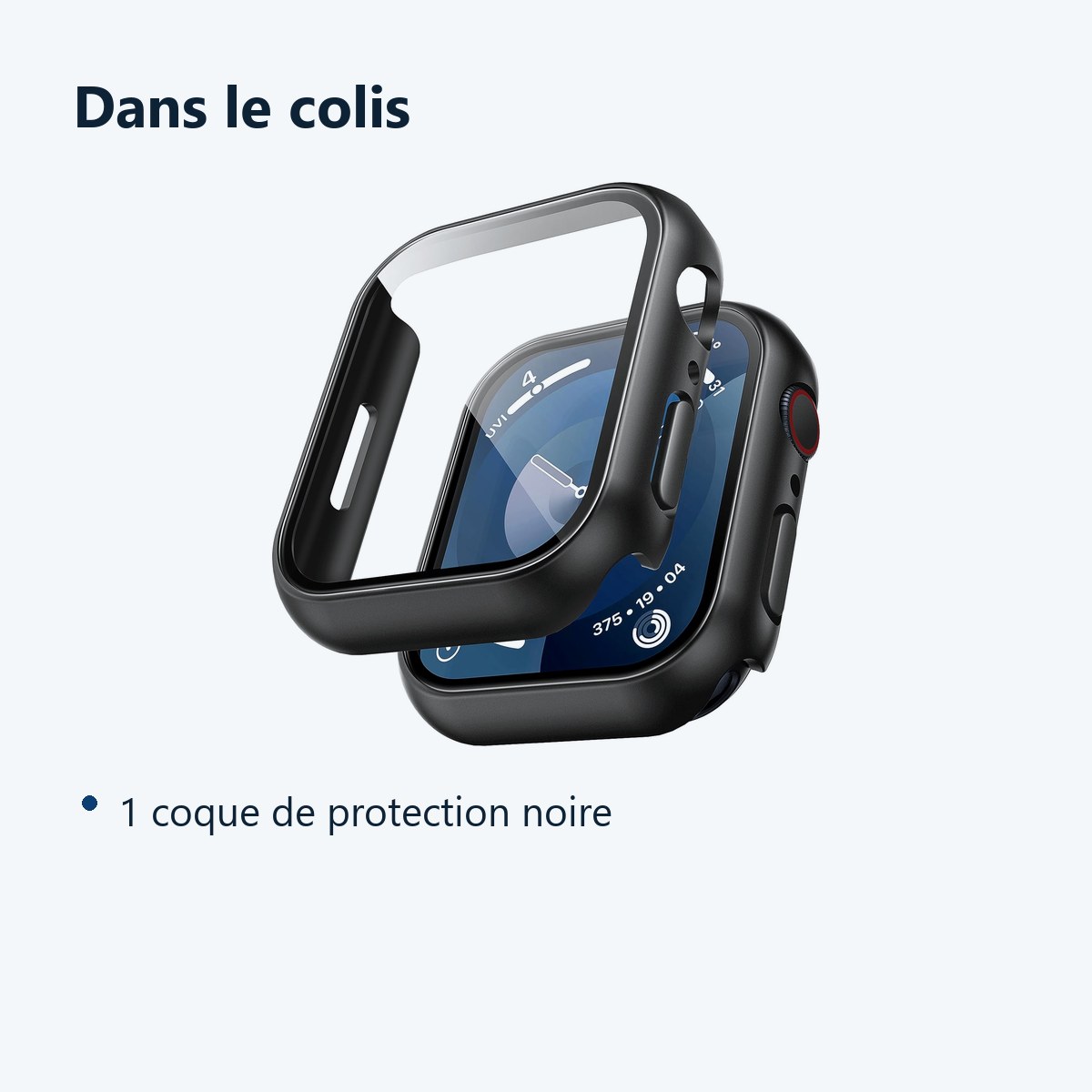 Contenu du colis – Coque de protection rigide pour Apple Watch 45mm Couleur Noir