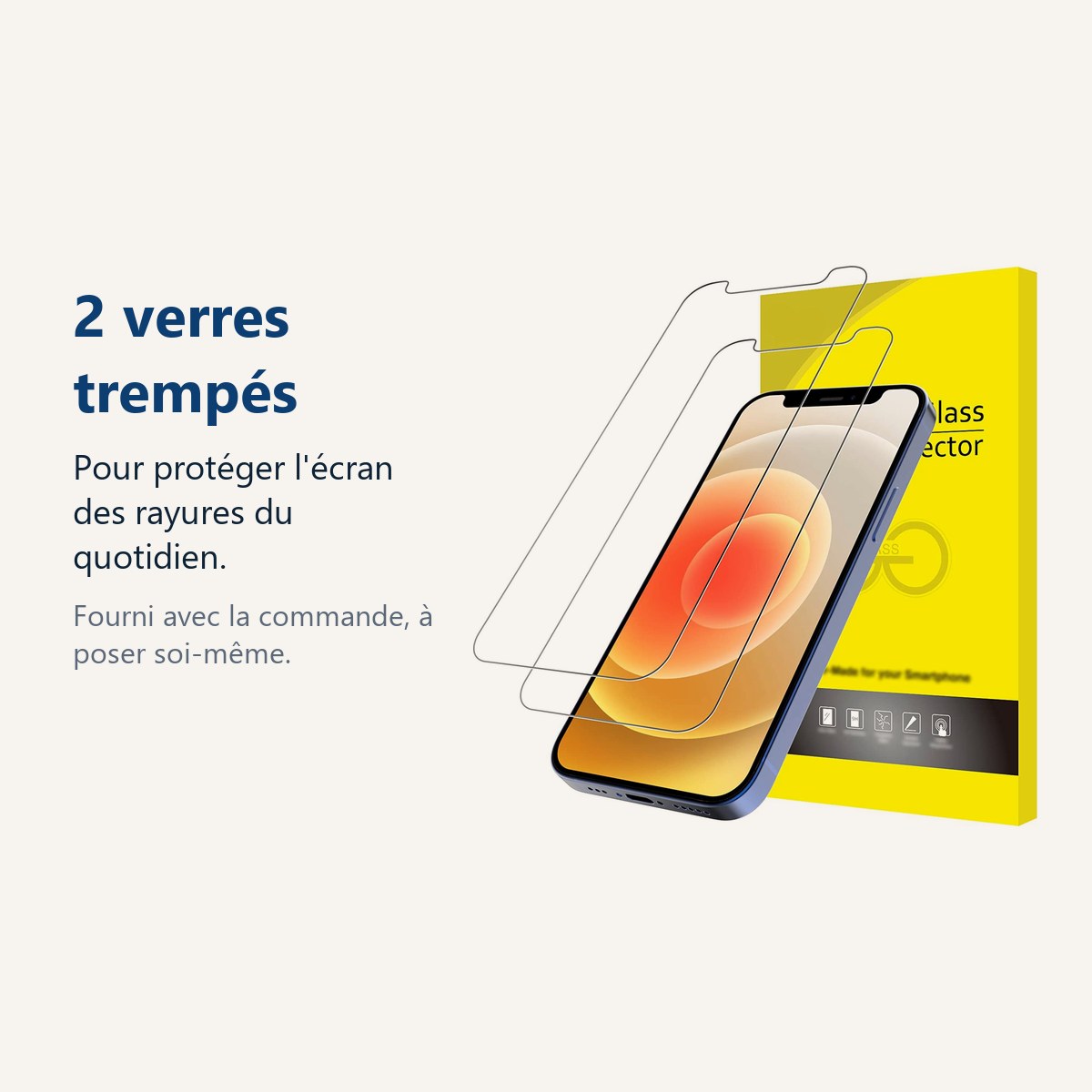 Verre trempé pour protéger lécran – X2 Verres Trempes X2 Pour iPhone 13 / 13 Pro