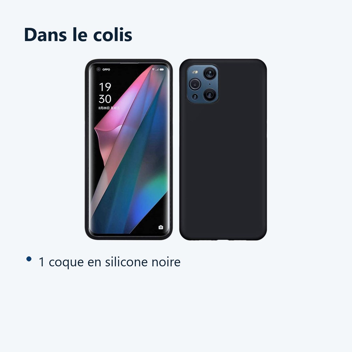 Contenu du colis – Coque Silicone Noir Pour Oppo Find X3 Neo