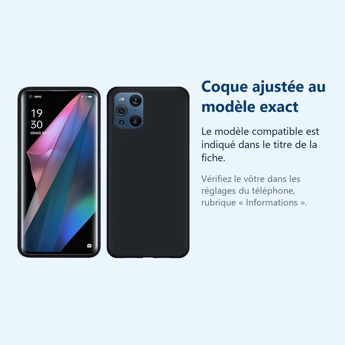Accessoire ajusté au modèle exact – Coque Silicone Noir Pour Oppo Find X3 Neo