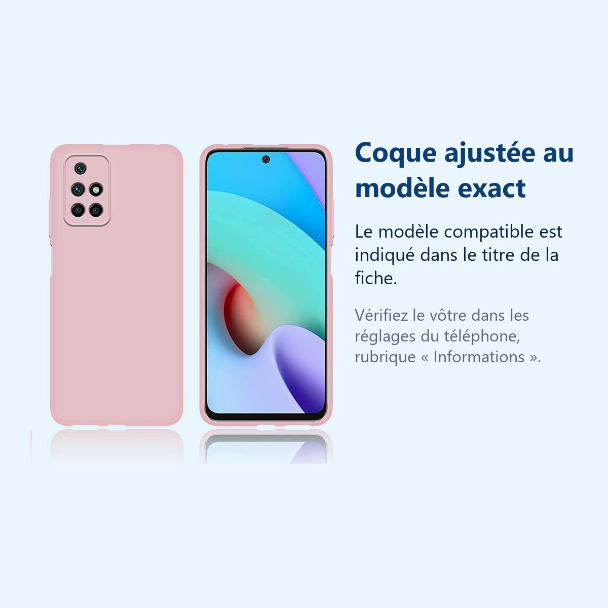 Accessoire ajusté au modèle exact – Coque Silicone Rose Pour Xiaomi Redmi 10