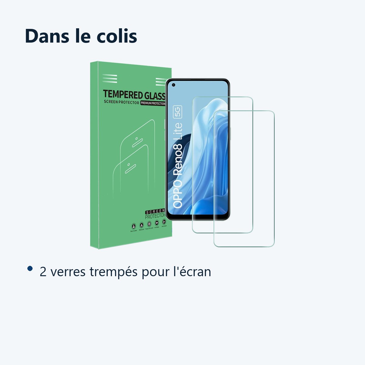 Contenu du colis – X2 Verres Trempes Pour Oppo Reno 8 Lite 5G