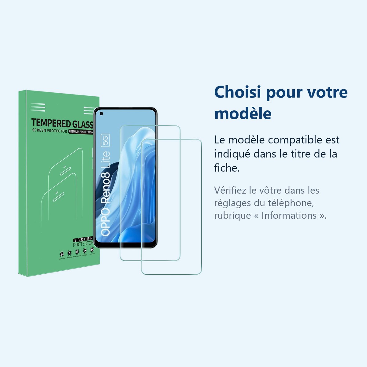 Accessoire ajusté au modèle exact – X2 Verres Trempes Pour Oppo Reno 8 Lite 5G