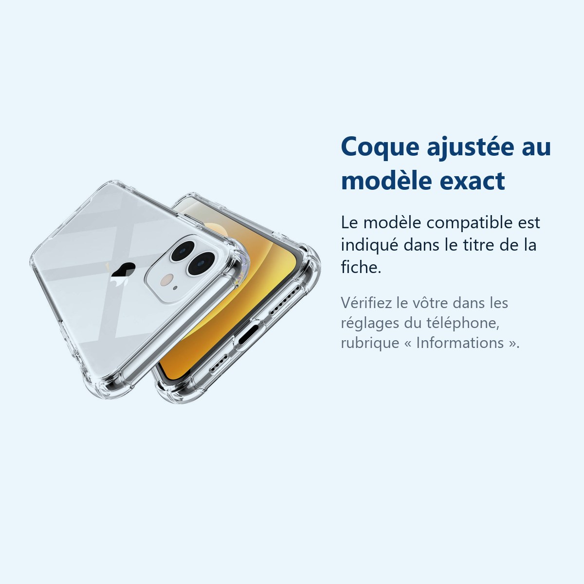 Accessoire ajusté au modèle exact – Coque antichoc pour iPhone 12 Mini (5,4 pouces)