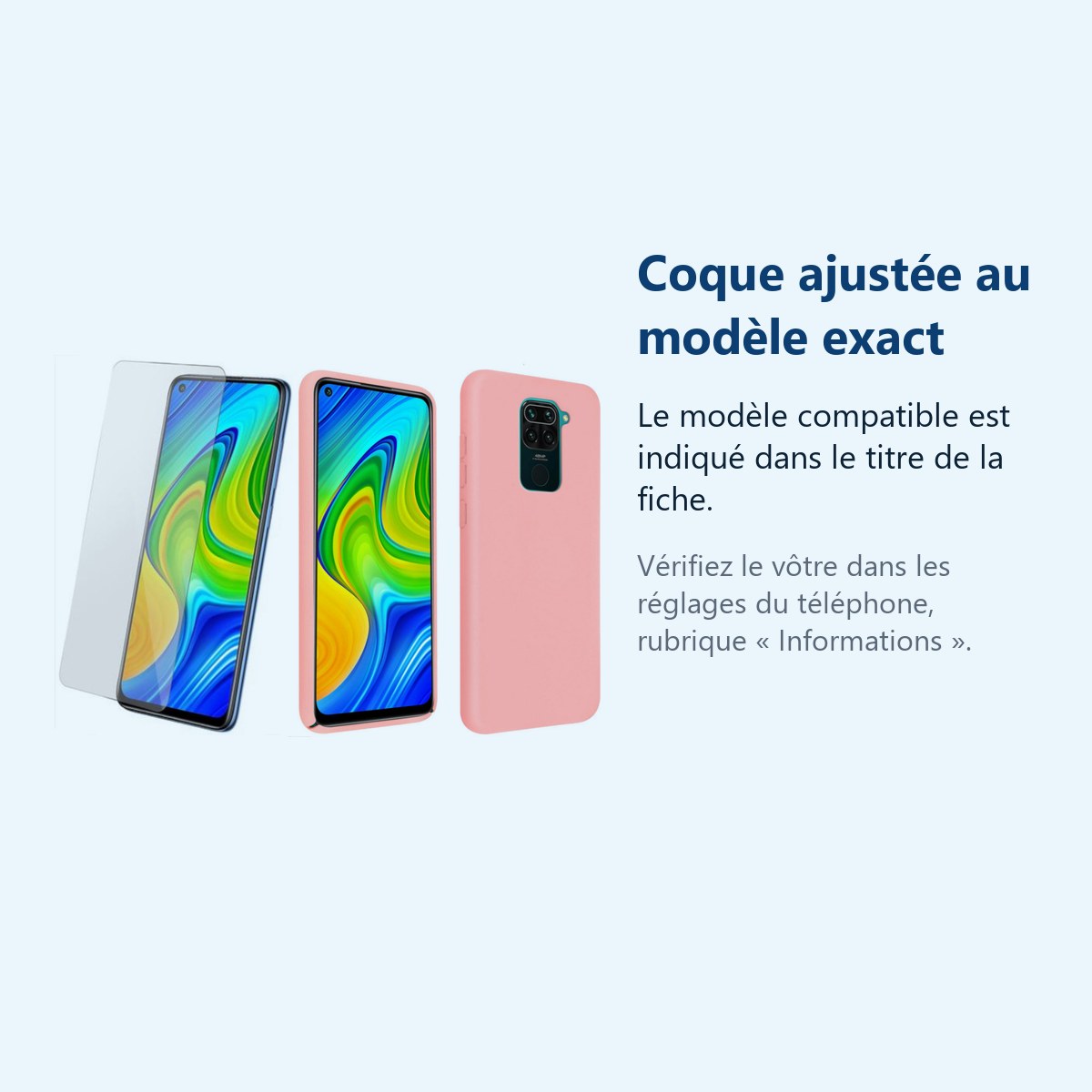 Accessoire ajusté au modèle exact – Coque Silicone Couleur Rose + Verre Trempe Pour Xiaomi Redmi Note 9S / Redmi Note 9 Pro