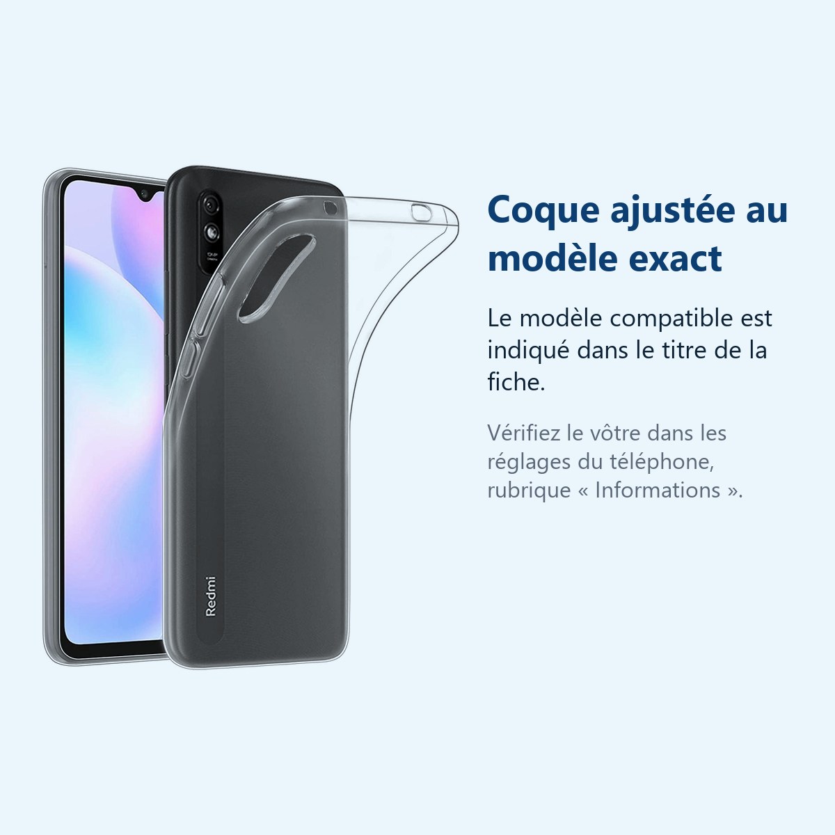 Accessoire ajusté au modèle exact – Coque Silicone Pour XIAOMI REDMI 9A